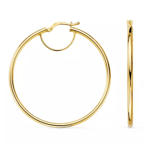 18K AROS ORO AMARILLO HUECOS REDONDOS TUBO REDONDO 43 MM. GROSOR 2 MM 3