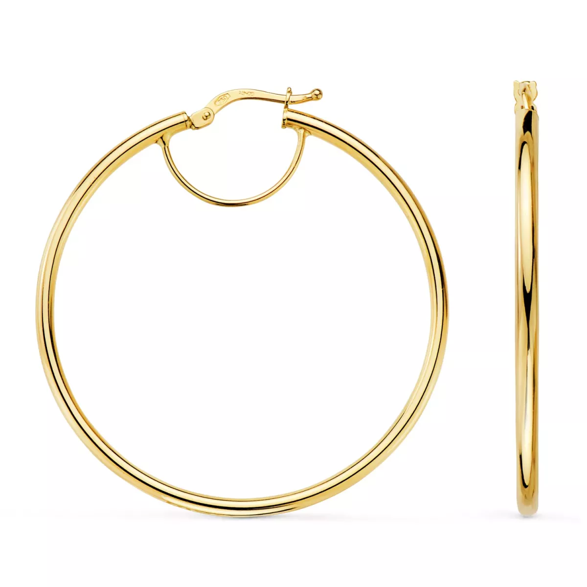 18K AROS ORO AMARILLO HUECOS REDONDOS TUBO REDONDO 43 MM. GROSOR 2 MM 3