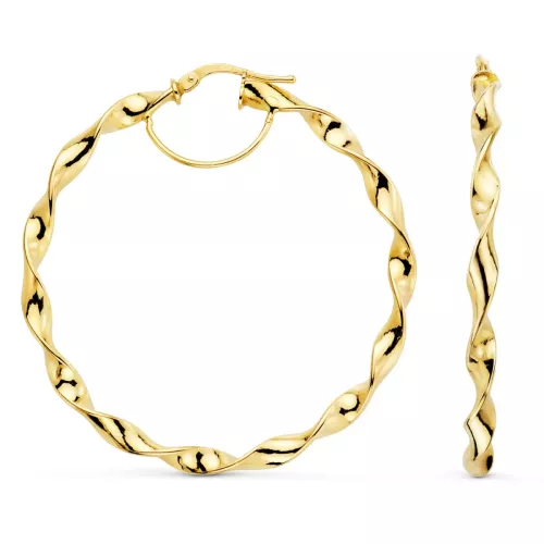 18K AROS ORO AMARILLO HUECOS RETORCIDOS BRILLO 46 MM. GROSOR: 3 MM 3