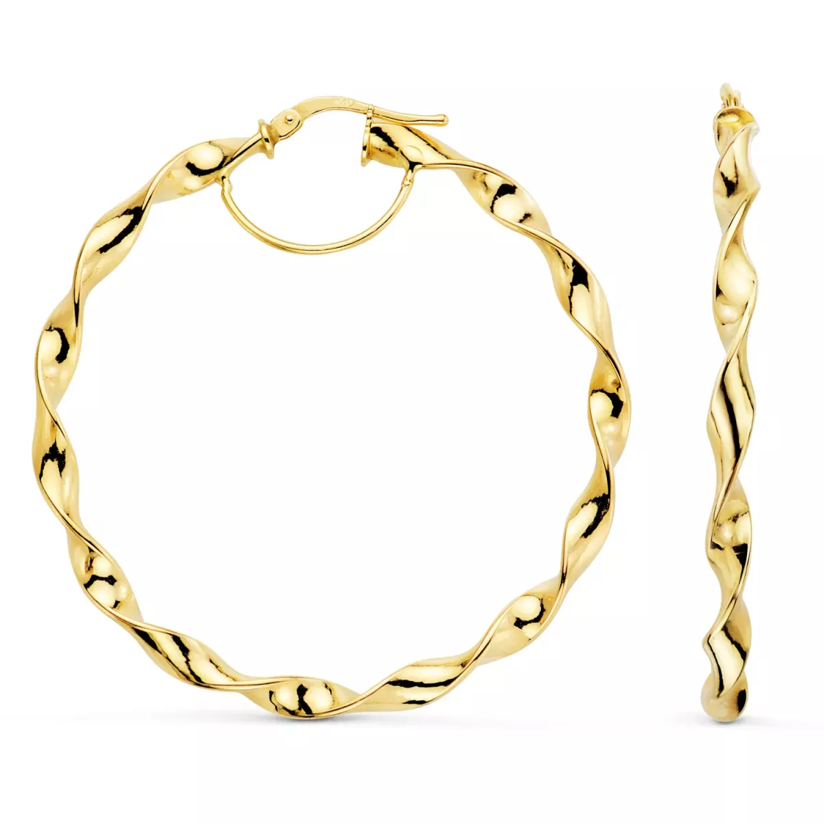 18K AROS ORO AMARILLO HUECOS RETORCIDOS BRILLO 46 MM. GROSOR: 3 MM 3
