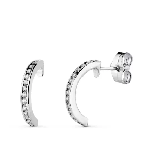 18K AROS ORO BLANCO ABIERTOS CON 28 DIAMANTES LABORATORIO 0,225 QTS VS2-G. ALTO: 13 X 1,5 MM CIERRE PRESION 1,32gr