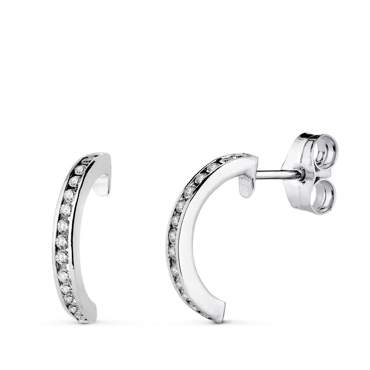 18K AROS ORO BLANCO ABIERTOS CON 28 DIAMANTES LABORATORIO 0