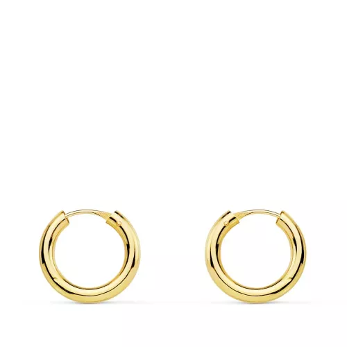 18K AROS ORO AMARILLO REDONDOS LISOS LIGEROS 12X2 MM 0,55gr