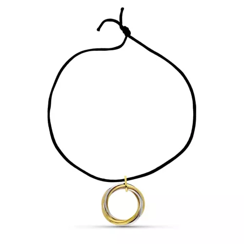 18K COLGANTE ORO BICOLOR AROS ENTRELAZADOS 6