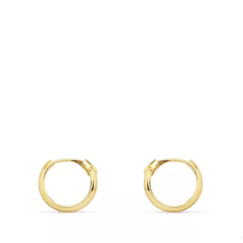 18K AROS HUECOS ORO AMARILLO MEDIA CAÑA LIGEROS. 10X2 MM 0