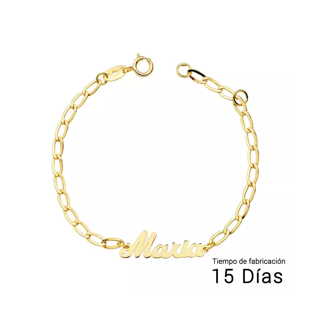 18K PULSERA NIÑA ORO AMARILLO NOMBRE 13CM CADENA BILBAO 1
