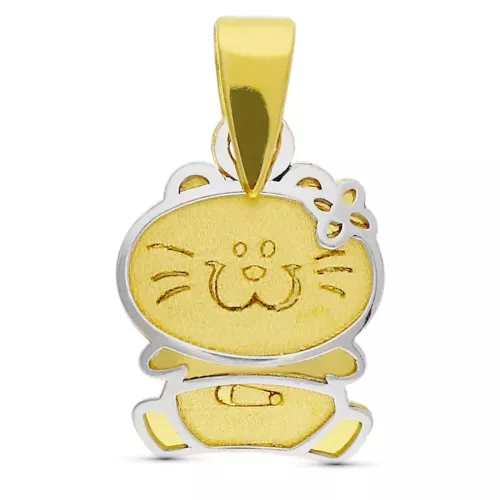 18K COLGANTE ORO BICOLOR GATITA 10X8 MM 0