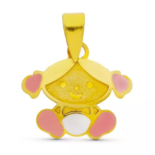 18K COLGANTE ORO AMARILLO ESMALTE NIÑA 11X11 MM 0