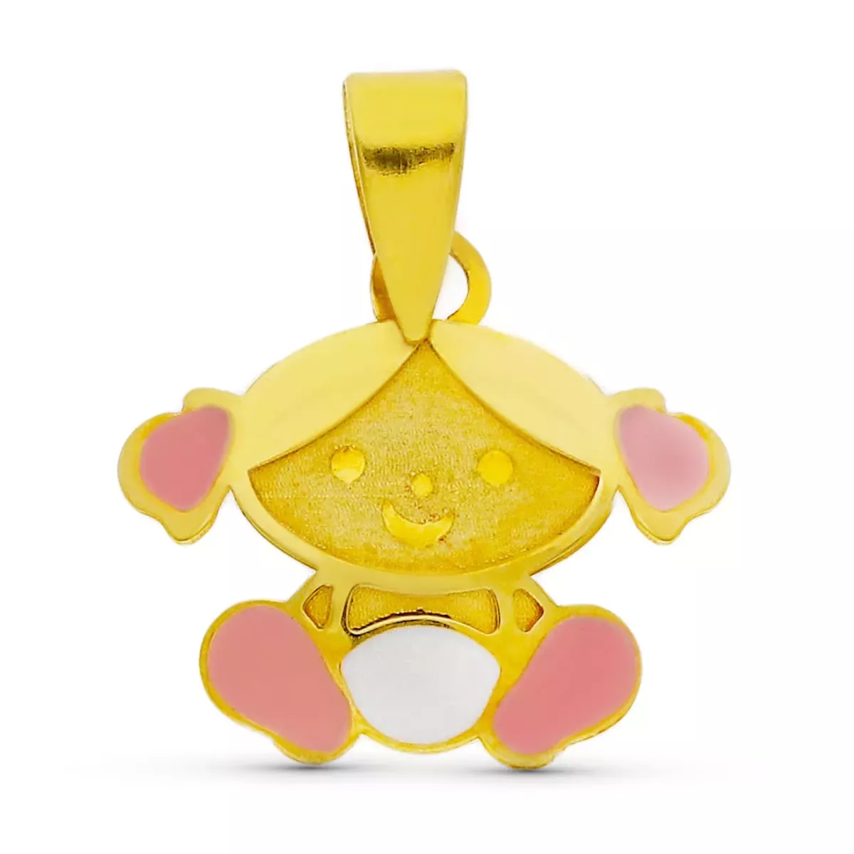 18K COLGANTE ORO AMARILLO ESMALTE NIÑA 11X11 MM 0