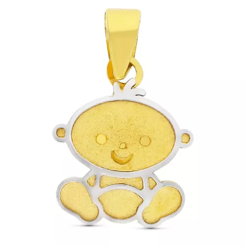 18K COLGANTE ORO BICOLOR NIÑO LASER. 11X9 MM 0