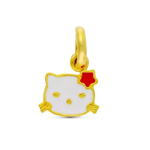 18K COLGANTE ORO AMARILLO KITTY ESMALTE 10X9 MM 0