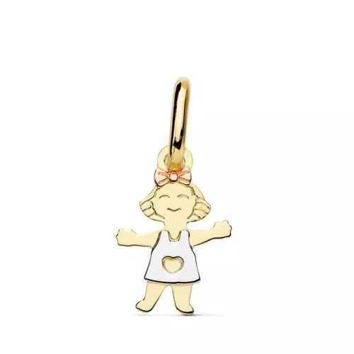 18K COLGANTE ORO TRICOLOR NIÑA 17X12 MM 0