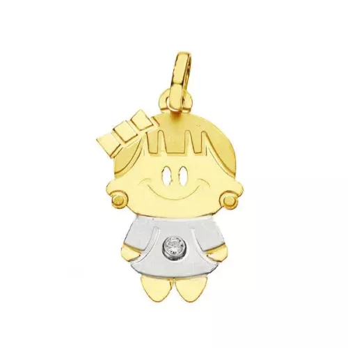 18K COLGANTE ORO BICOLOR NIÑA 22X13 MM 1