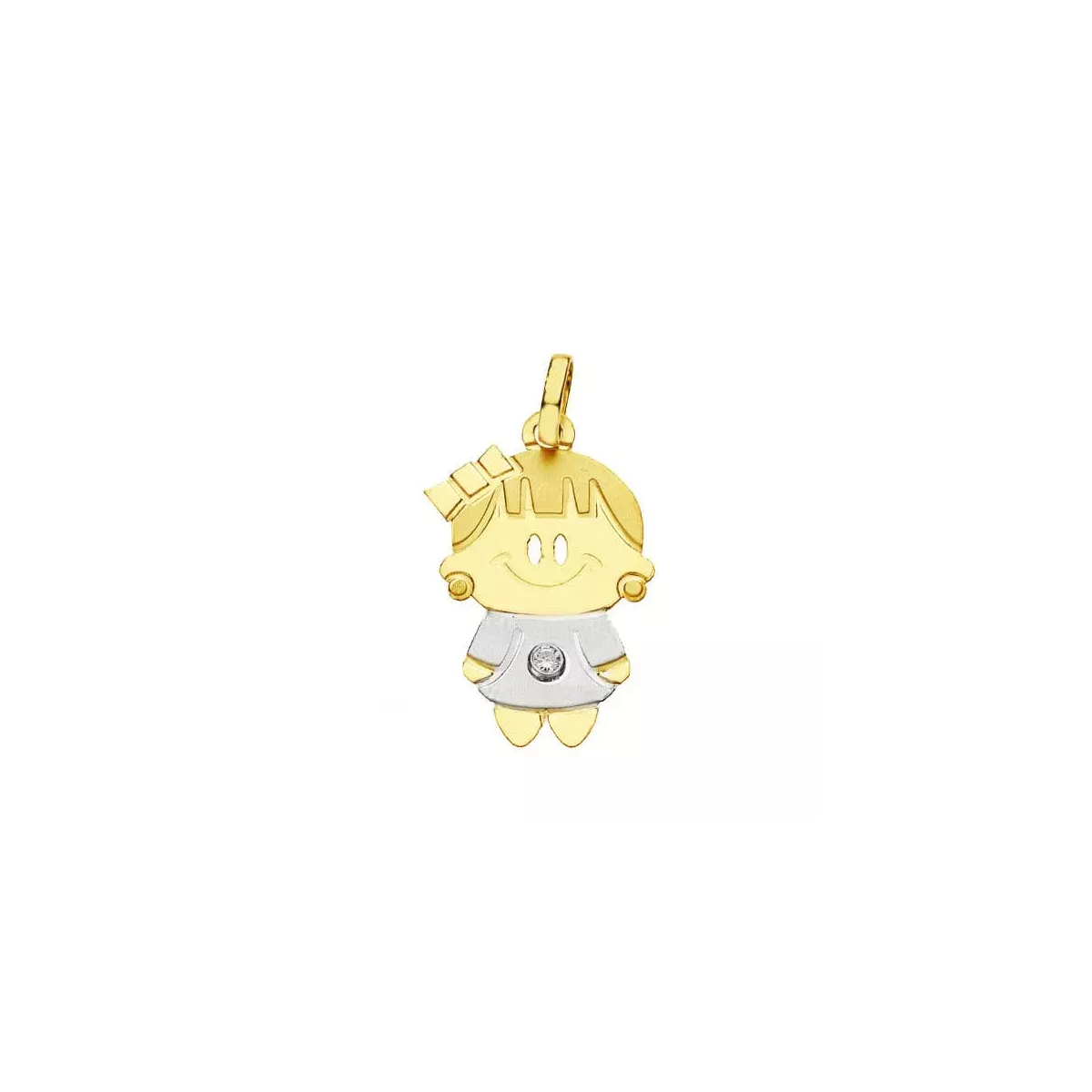 18K COLGANTE ORO BICOLOR NIÑA 22X13 MM 1