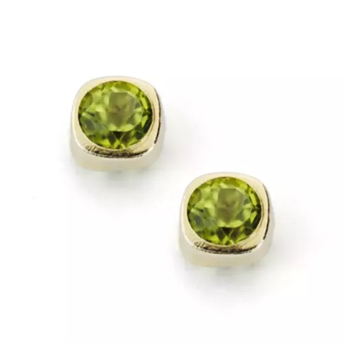 9K PENDIENTES ORO AMARILLO OLIVINAS 4X4 MM 0.58 QTS.CIERRE PRESION 0