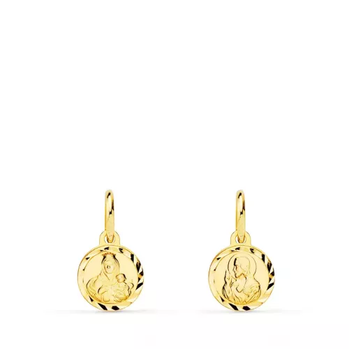 18K ESCAPULARIO ORO AMARILLO MINI VIRGEN DEL CARMEN Y CORAZON DE JESUS TALLADO 8 MM 0