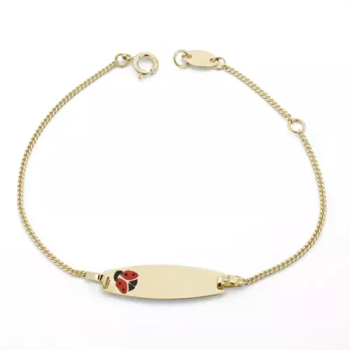 18K PULSERA ESCLAVA ORO AMARILLO MARIQUITA ESMALTE 14CM 1