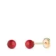 9K PENDIENTES ORO AMARILLO CORAL SINTETICO REDONDO 4 MM. CIERRE TUERCA 0