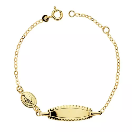 18K PULSERA ESCLAVA ORO AMARILLO NIÑA 14CM MEDALLITA 2