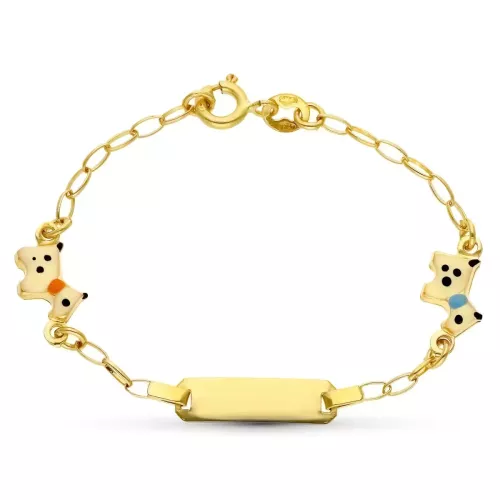 18K ESCLAVA ORO AMARILLO PERRITOS. 13.5 CM 3