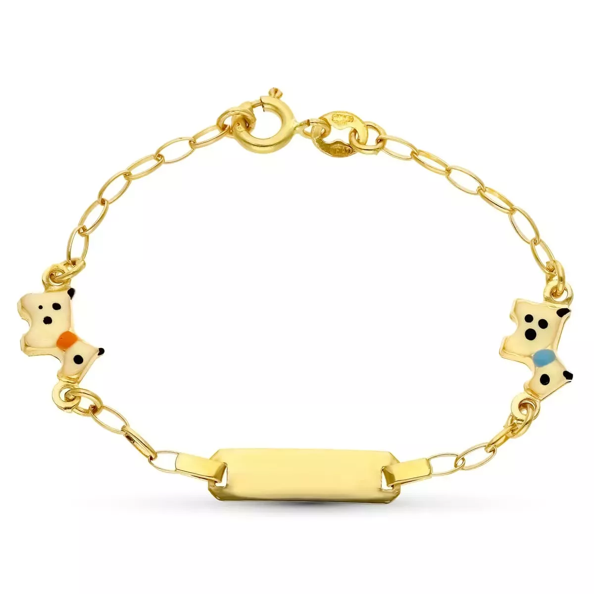 18K ESCLAVA ORO AMARILLO PERRITOS. 13.5 CM 3