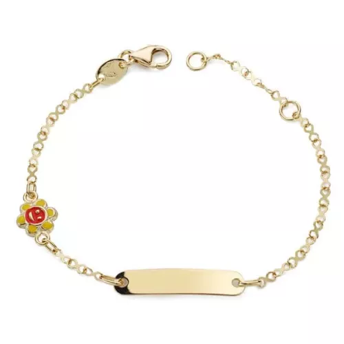 18K PULSERA ESCLAVA ORO AMARILLO SOL ESMALTE 14.5 CM 1