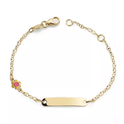18K PULSERA ESCLAVA ORO AMARILLO SOL ESMALTE 14CM 1