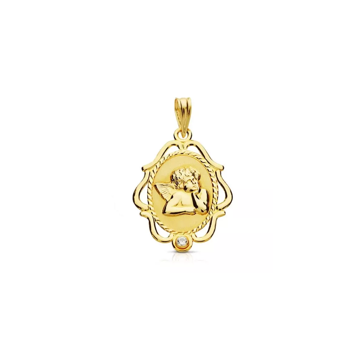 18K MEDALLA ORO AMARILLO ANGEL CERCO. 24X17 MM 1
