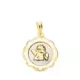 18K MEDALLA ORO AMARILLO ANGELITO BURLON ESMALTE BLANCO Y CERCO CALADO EN BRILLO 20X18 MM 0