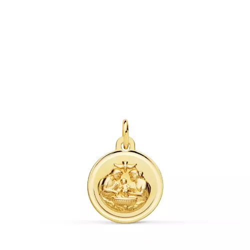 18K MEDALLA ORO AMARILLO NUEVO BAUTISMO BISEL 12 MM 1