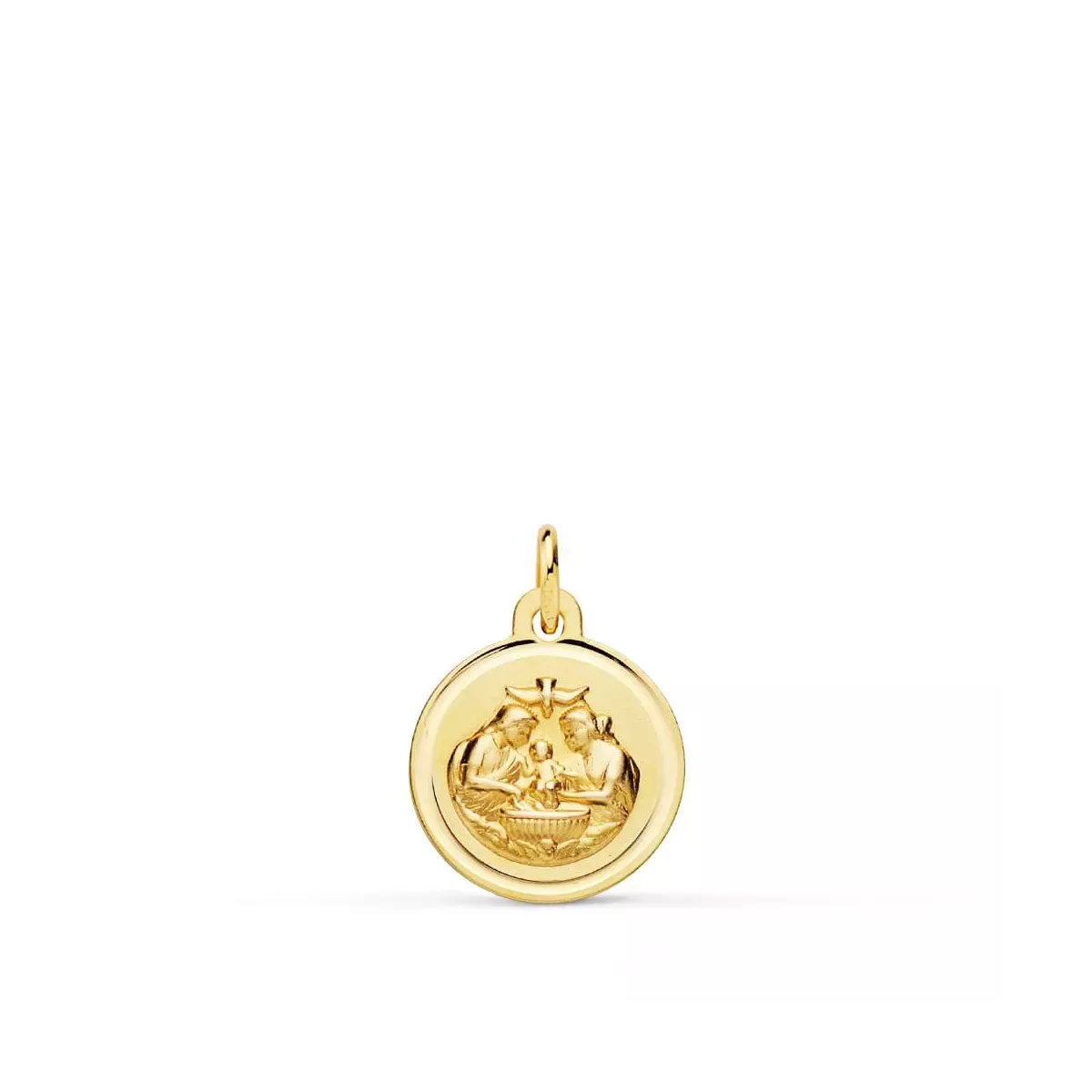 18K MEDALLA ORO AMARILLO NUEVO BAUTISMO BISEL 12 MM 1