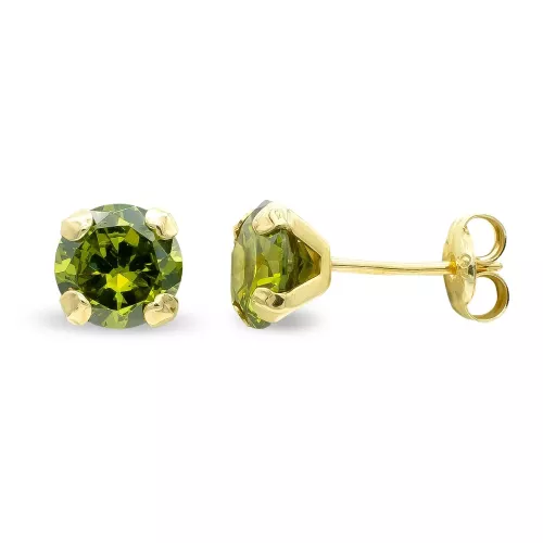 9K PENDIENTES ORO AMARILLO OLIVINA GARRAS 6 MM CIERRE PRESION 0