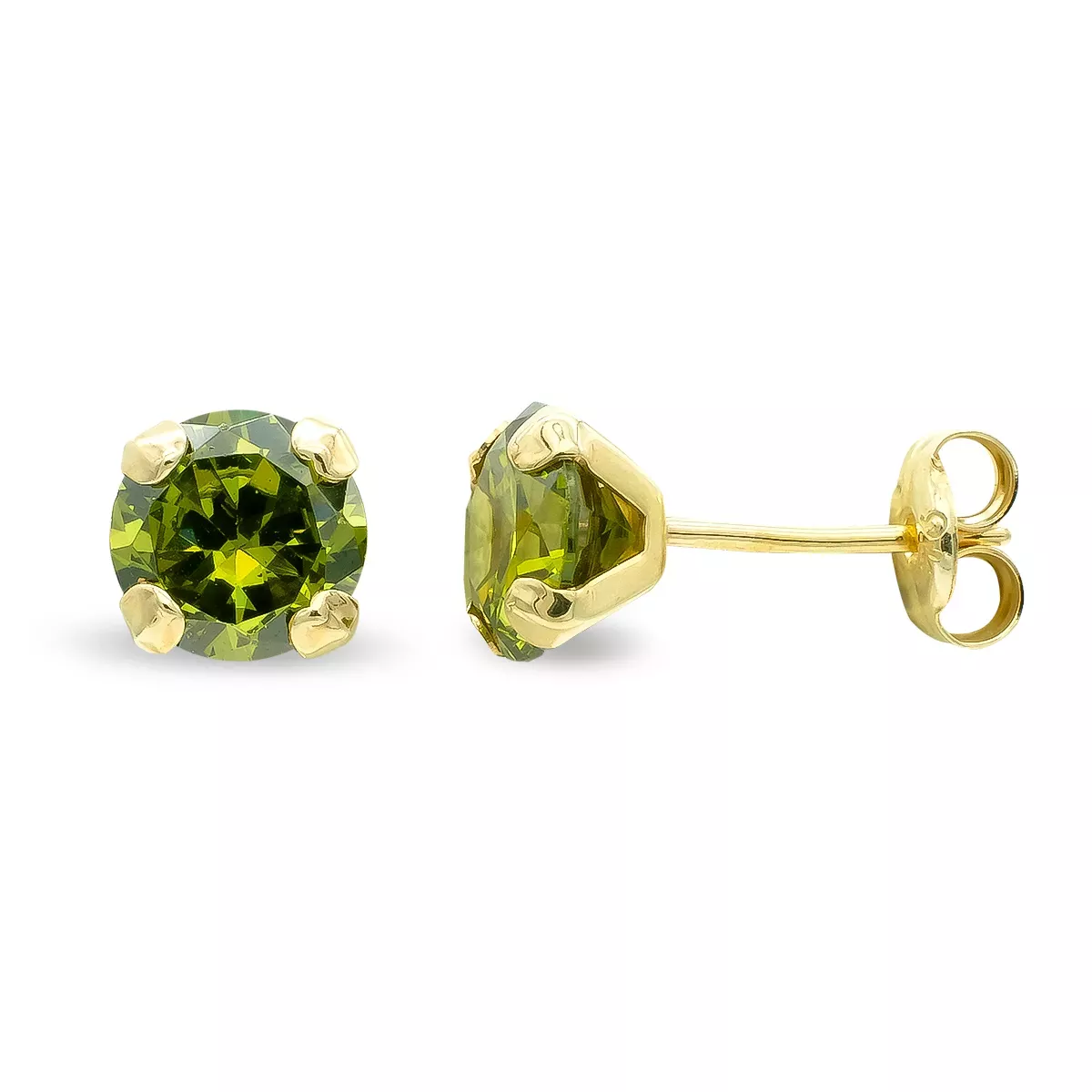 9K PENDIENTES ORO AMARILLO OLIVINA GARRAS 6 MM CIERRE PRESION 0