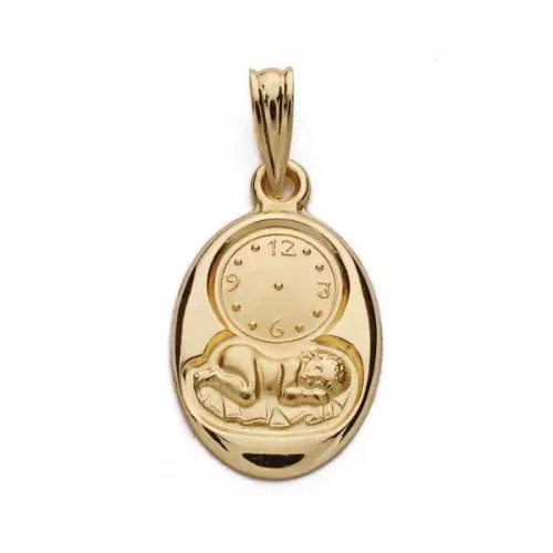 18K MEDALLA ORO AMARILLO NIÑO Y RELOJ 20X12 MM 1