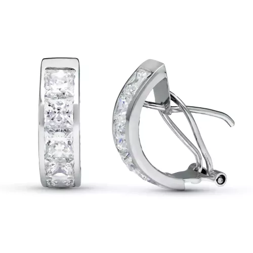 9K PENDIENTES ORO BLANCO CIRCONITA 20X5 MM CIERRE OMEGA 3