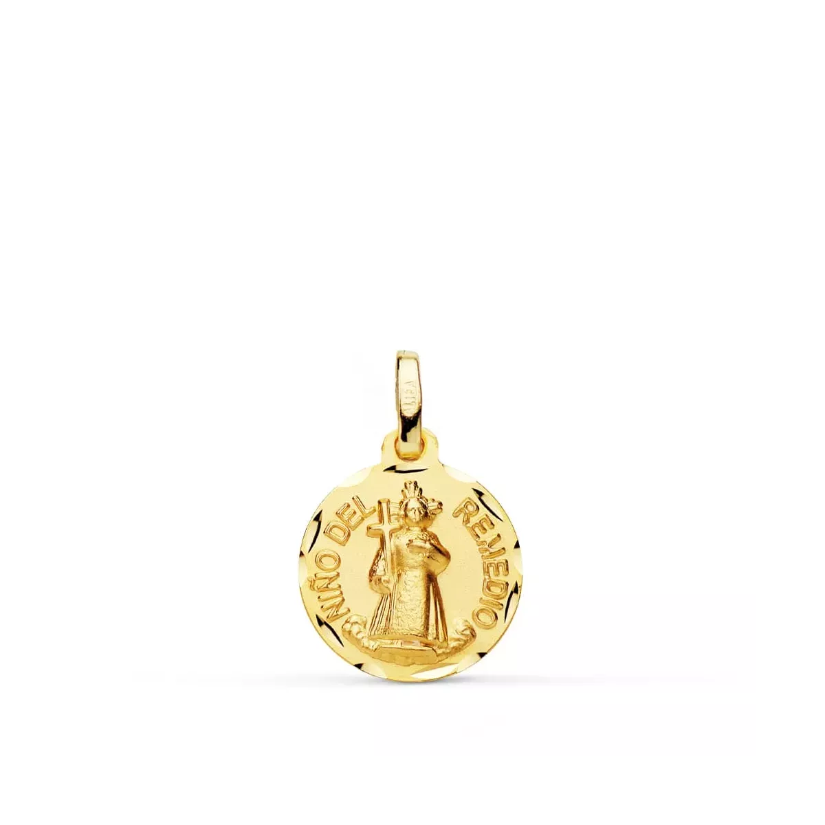 18K MEDALLA ORO AMARILLO NIÑO DEL REMEDIO TALLADA 14 MM 1