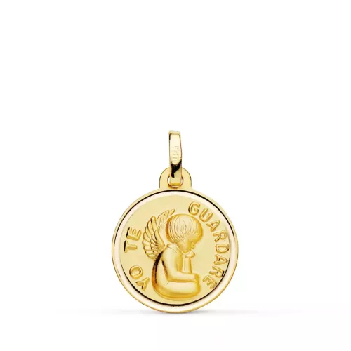 18K MEDALLA ORO AMARILLO ANGEL " YO TE GUARDARE " BISEL 16 MM 1