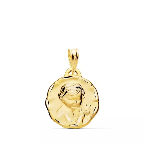 18K MEDALLA ORO AMARILLO ANGEL QUERUBIN TALLADO 15 MM 1