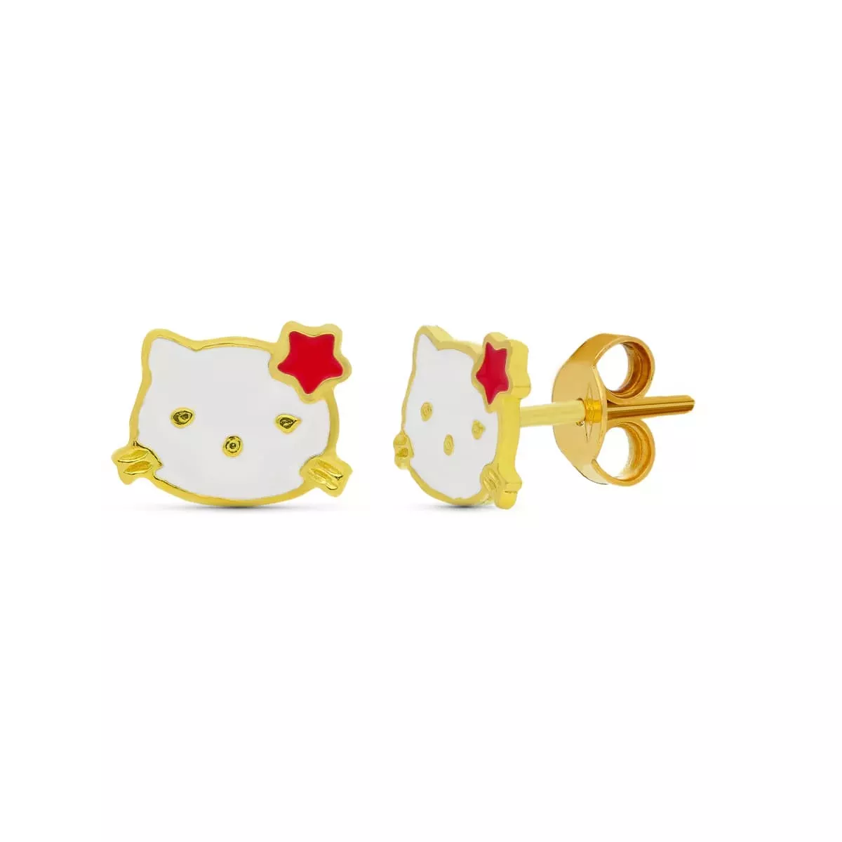 18K PENDIENTES ORO AMARILLO BUHO. 8X6 MM CIERRE PRESION 0