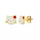 18K PENDIENTES ORO AMARILLO KITTY ESMALTE 10X7 MM CIERRE PRESION 1