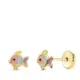 18K PENDIENTES ORO AMARILLO PECES ESMALTE COLORES 5