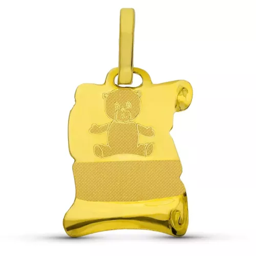 18K COLGANTE PERGAMINO ORO AMARILLO OSO 16X11 MM 0