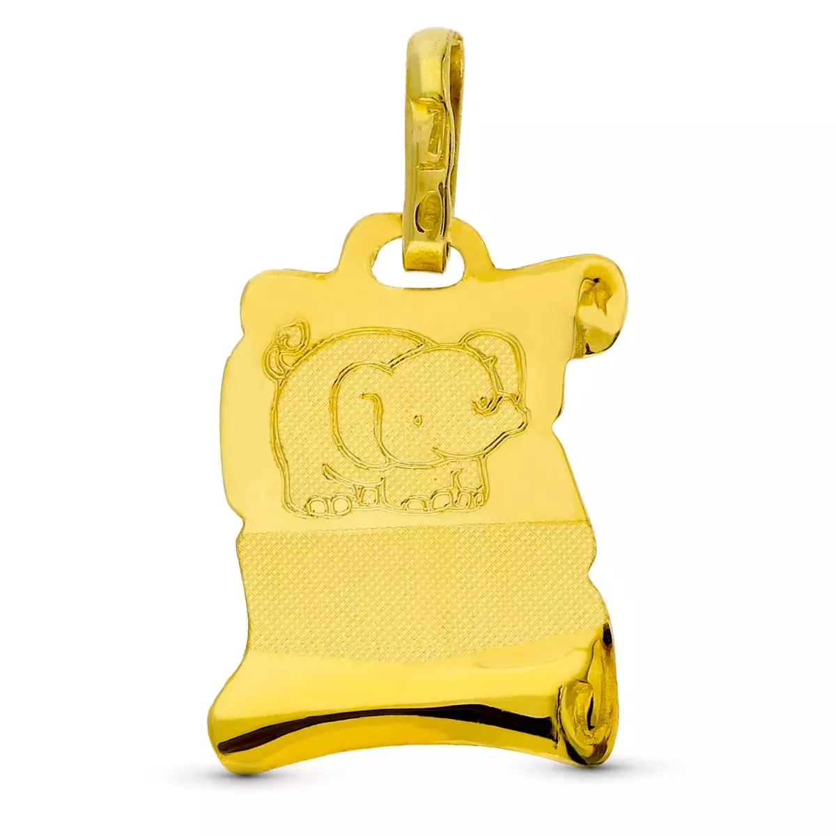 18K COLGANTE PERGAMINO ORO AMARILLO ELEFANTE 16X11 MM 0