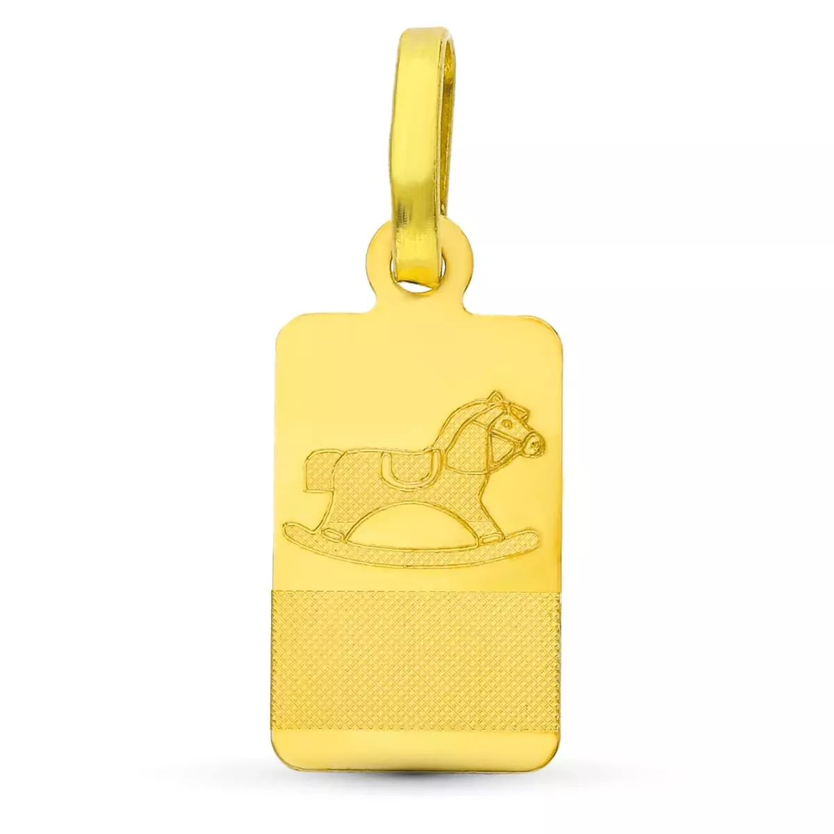 18K PLACA CHAPA ORO AMARILLO BEBE CABALLO 16X8 MM 0