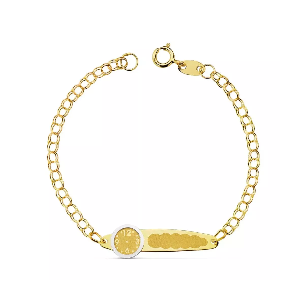 18K ESCLAVA ORO AMARILLO HÚNGARA RELOJ Y PLACA CHAPA 12.5 CM 1