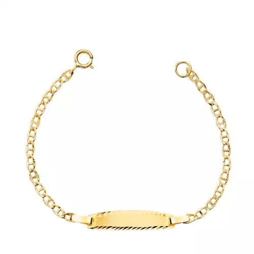 18K ESCLAVA ORO AMARILLO ANCLA TEXTURA MACIZA 2MM. PLACA CHAPA: 19X4MM. LARGO 11