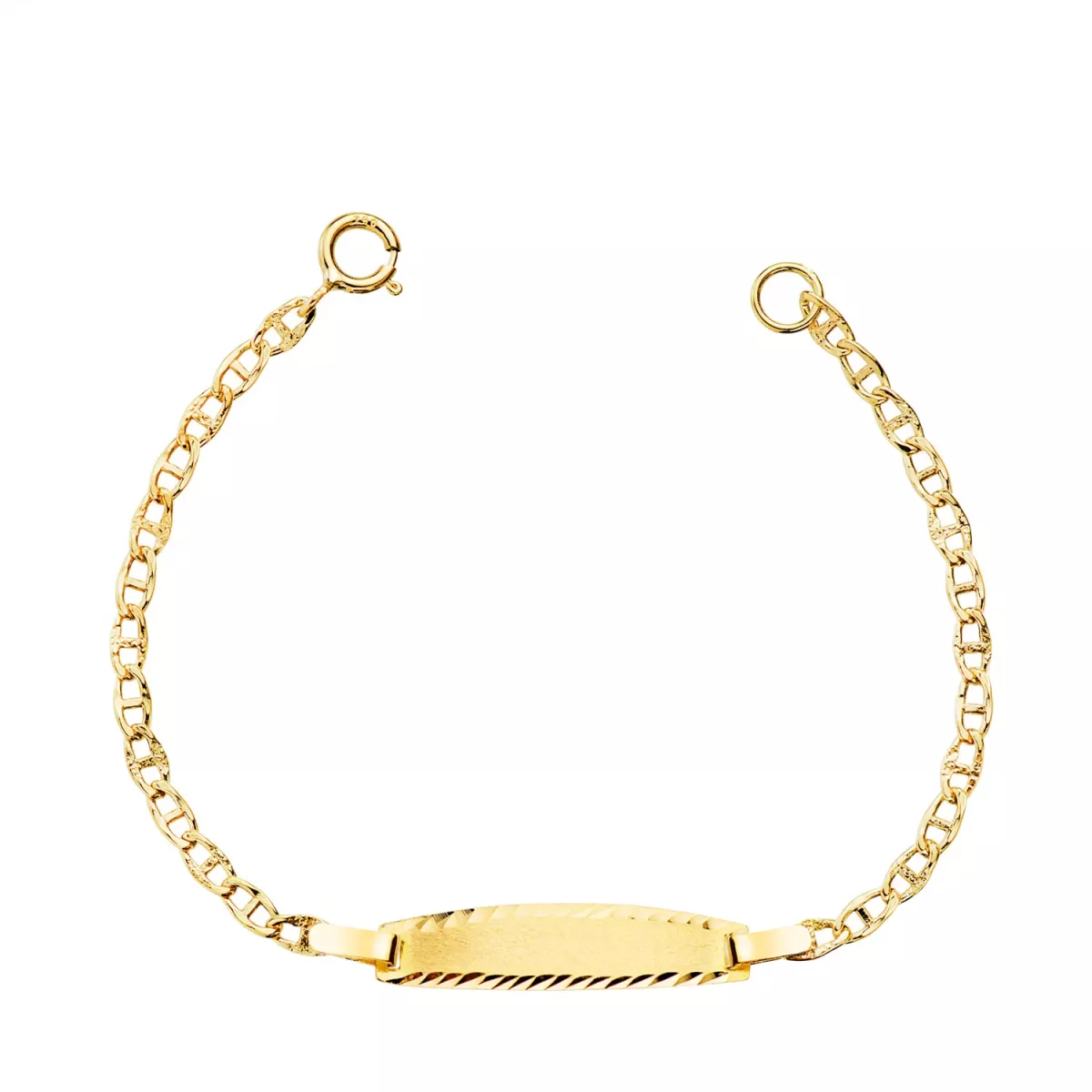 18K ESCLAVA ORO AMARILLO ANCLA TEXTURA MACIZA 2MM. PLACA CHAPA: 19X4MM. LARGO 11