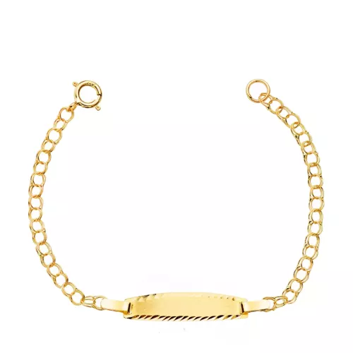 18K ESCLAVA ORO AMARILLO HUNGARA. ANCHO: 2MM. PLACA CHAPA: 19X4MM. LARGO 11.5 CM 0