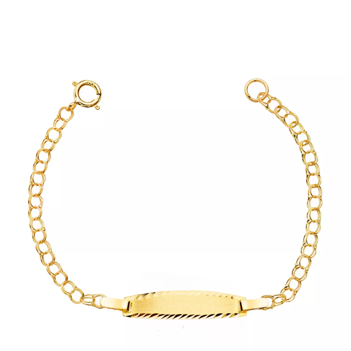 18K ESCLAVA ORO AMARILLO HUNGARA. ANCHO: 2MM. PLACA CHAPA: 19X4MM. LARGO 11.5 CM 0