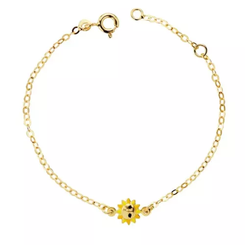 18K PULSERA ORO AMARILLO NIÑA SOL ESMALTE 14.5CM 1